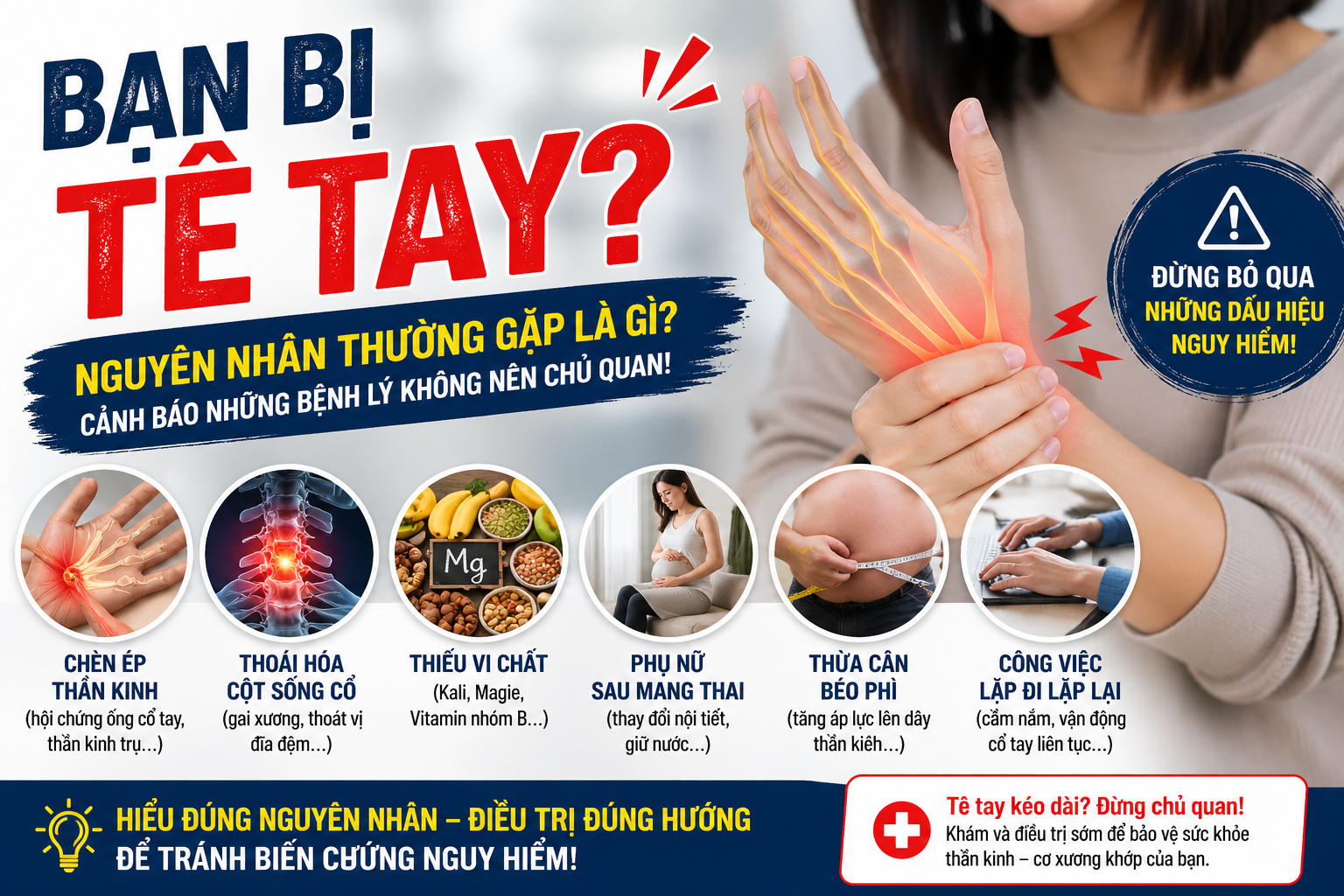 BẠN BỊ TÊ TAY? NGUYÊN NHÂN THƯỜNG GẶP LÀ GÌ?